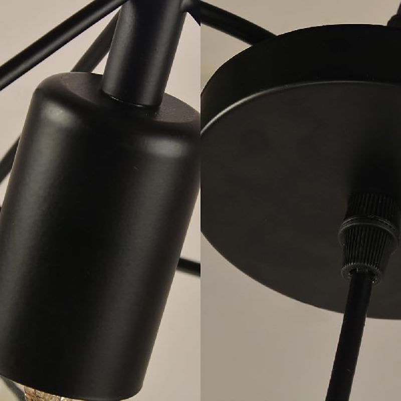 Hanging Industrial Black Metal Pendant Light - 1 Light Structural Cubic Design for Dining Room
