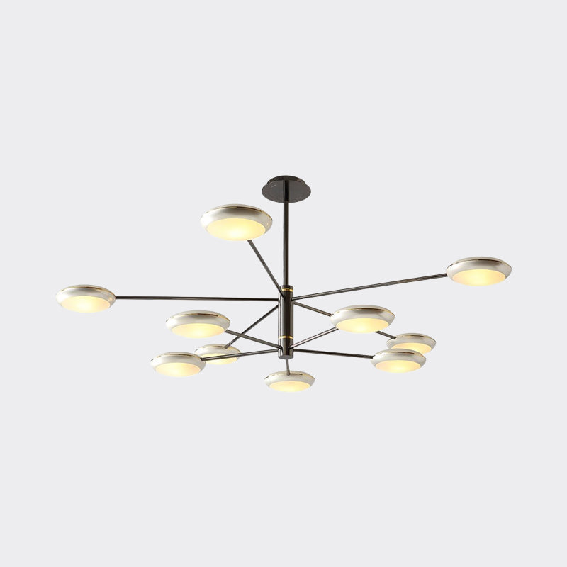 Modern Starburst Chandelier With Black/Silver Drum Shade - 3/4/5 Heads Ceiling Light For Living Room
