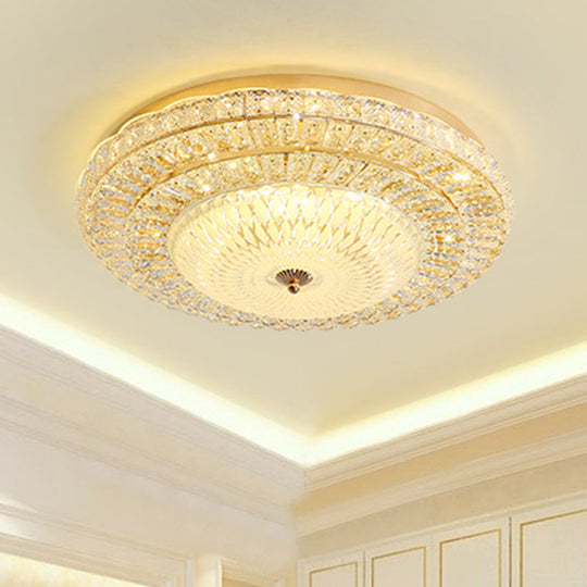 Contemporary LED Flush Mount Ceiling Light in Gold with Crystal Shade - Perfect for Bedrooms!