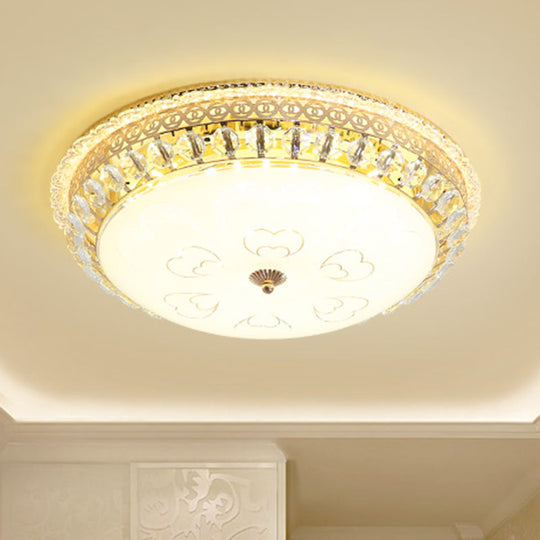 Modern LED Gold Crystal Circle Flushmount for Bedroom Lighting