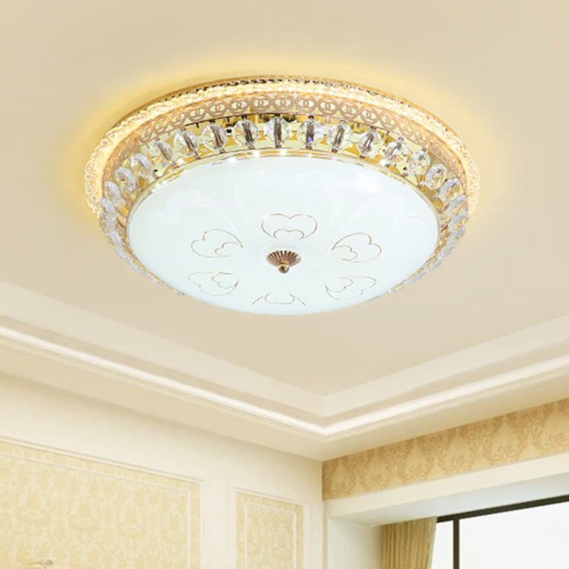Modern LED Gold Crystal Circle Flushmount for Bedroom Lighting