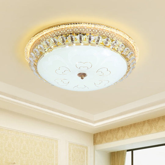 Modern Led Gold Crystal Circle Flushmount For Bedroom Lighting