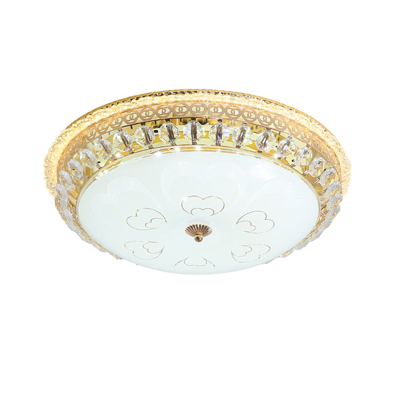 Modern LED Gold Crystal Circle Flushmount for Bedroom Lighting
