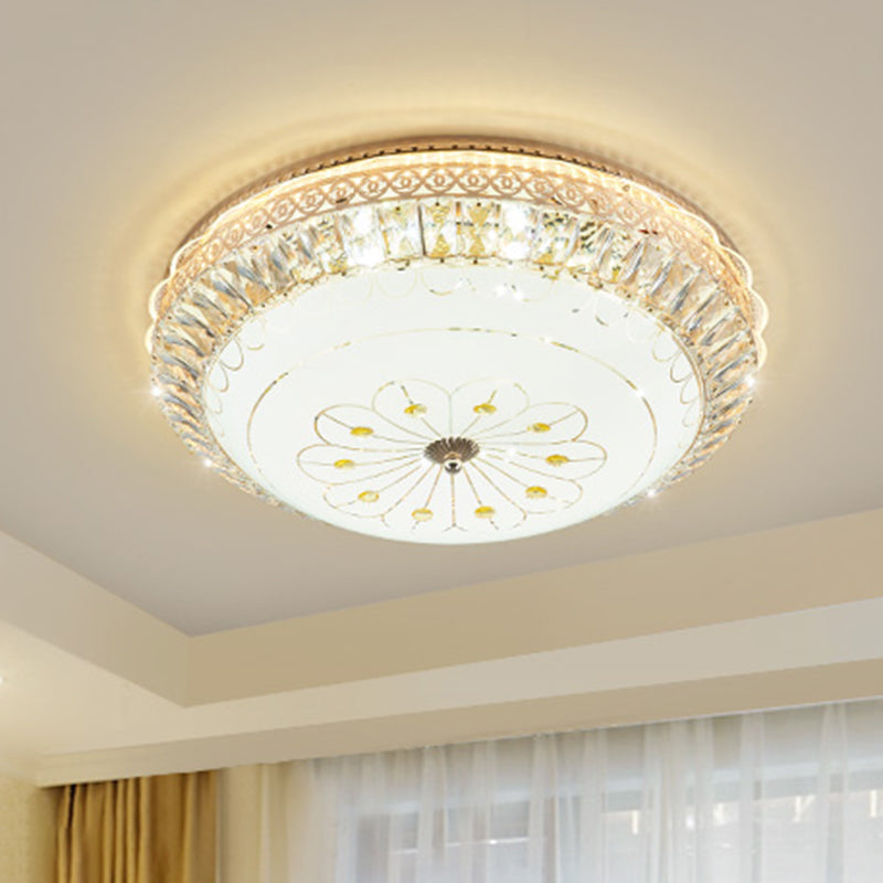 Modern Gold Round LED Crystal Ceiling Light - Bedroom Flushmount Lighting