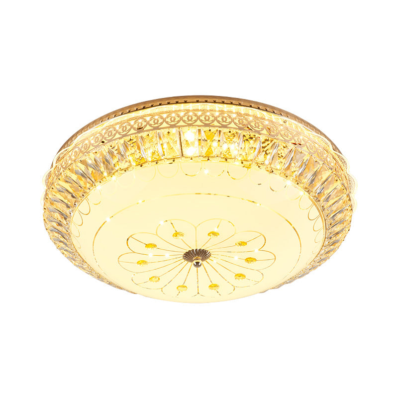 Modern Gold Round LED Crystal Ceiling Light - Bedroom Flushmount Lighting