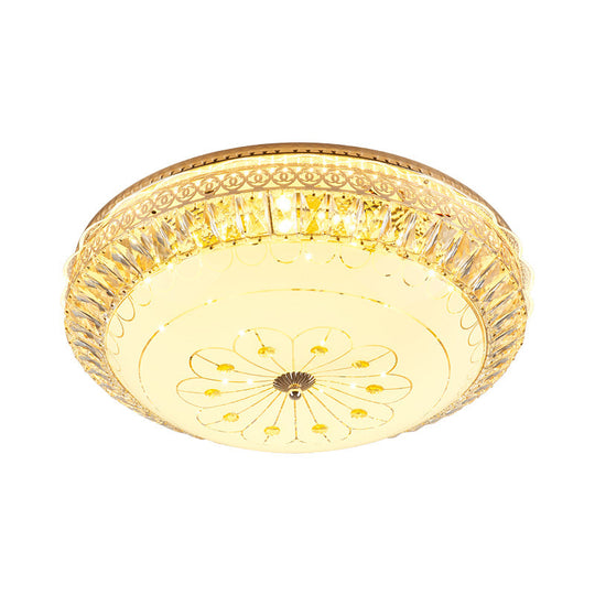 Modern Gold Round Led Crystal Ceiling Light - Bedroom Flushmount Lighting