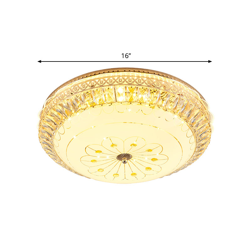 Modern Gold Round LED Crystal Ceiling Light - Bedroom Flushmount Lighting