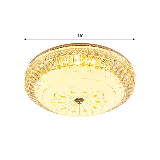 Modern Gold Round LED Crystal Ceiling Light - Bedroom Flushmount Lighting