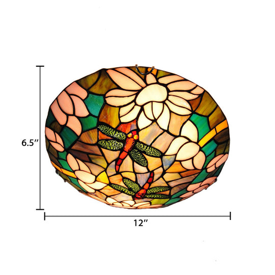 Tiffany Dragonfly Ceiling Light with Stained Glass Shade - Perfect for Living Room!