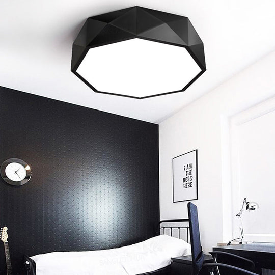 Modern LED Metal Flush Mount Lighting with Concave/Convex Shape - White/Black Flush Ceiling Mount, 16"/19.5"/23.5" Wide