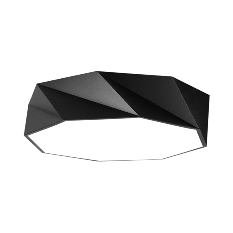 Modern LED Metal Flush Mount Lighting with Concave/Convex Shape - White/Black Flush Ceiling Mount, 16"/19.5"/23.5" Wide