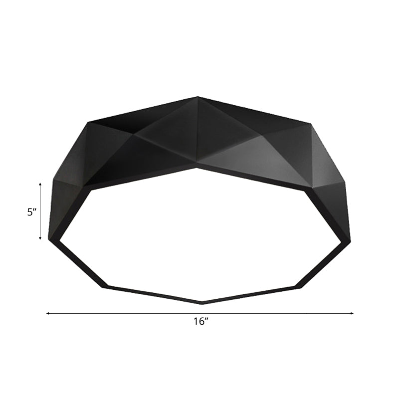 Modern LED Metal Flush Mount Lighting with Concave/Convex Shape - White/Black Flush Ceiling Mount, 16"/19.5"/23.5" Wide