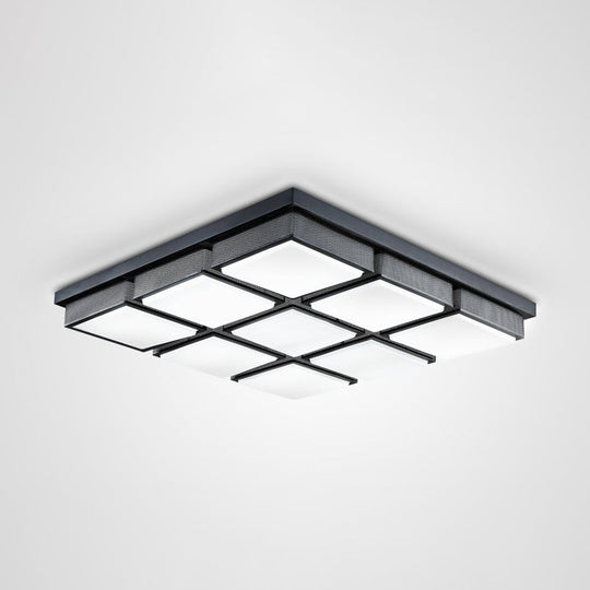 Modern Flush Mount Light with Acrylic Panels - Black/White, 6/9 Lights, Warm/White - Living Room Ceiling Lamp