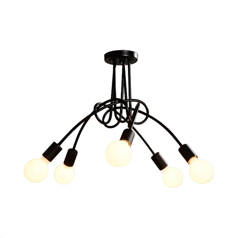 Contemporary Ceiling Light Fixture for Living Room - Spacious Semi Flush Mount with Stylish Metal Twist Arm