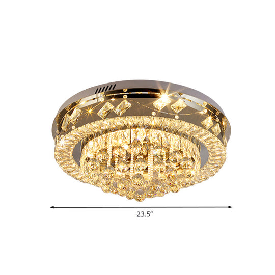 Modern Round Flush Ceiling Crystal Led Bedroom Light Fixture