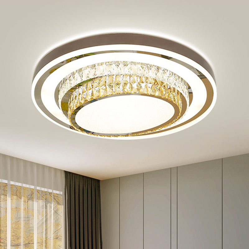 Contemporary Crystal LED Flush Ceiling Light