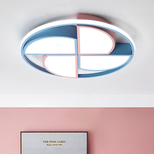 Blue and Pink Pinwheel Flush Light - Kids' LED Ceiling Flush Mount forChild Room