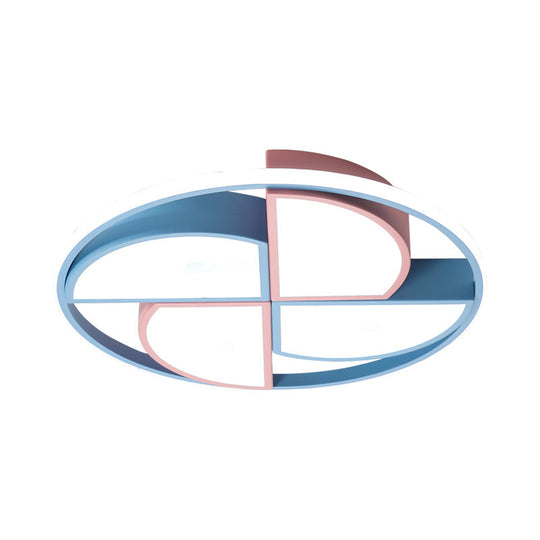 Blue and Pink Pinwheel Flush Light - Kids' LED Ceiling Flush Mount forChild Room