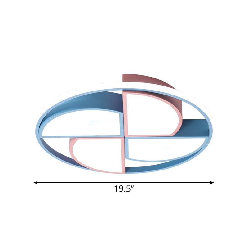 Blue And Pink Pinwheel Flush Light - Kids Led Ceiling Mount Forchild Room