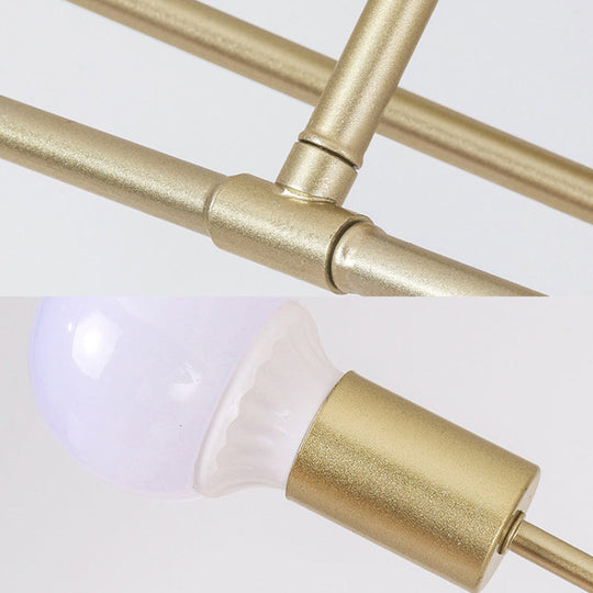 Luminaire semi-encastré moderne à lignes croisées dorées avec 6/8 têtes - Montage au plafond pour salon