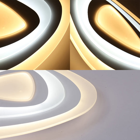 Ultrathin Acrylic Shade LED Ceiling Light - Wide Flush Mount Lamp for Bedroom, 19.5"/23.5"/31.5" Size, Warm/White Light - White Shade