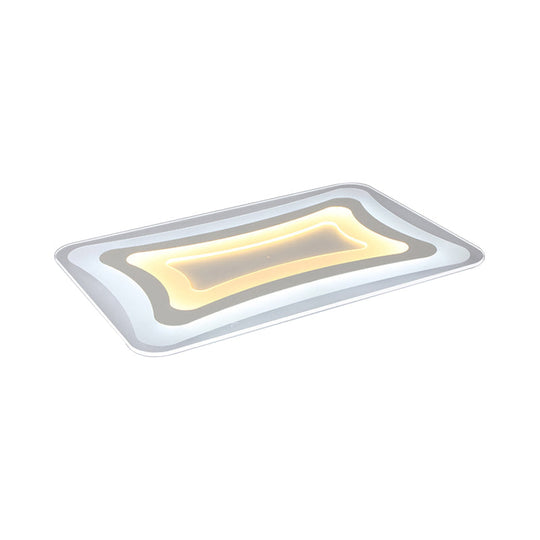 23.5-47 Wide Rectangular Acrylic Flushmount Led White Ceiling Light In Warm/White