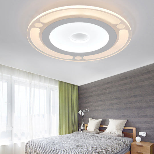Contemporary LED Flushmount Bedroom Ceiling Light - Wide Ring, Acrylic, Warm/White Light (8"/16.5"/20.5")