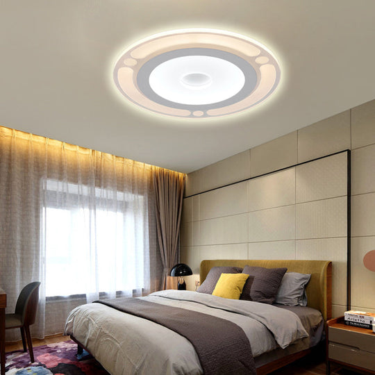 Contemporary LED Flushmount Bedroom Ceiling Light - Wide Ring, Acrylic, Warm/White Light (8"/16.5"/20.5")