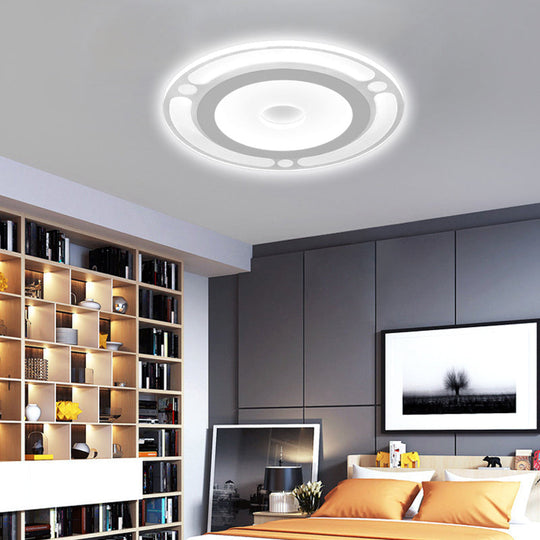 Contemporary LED Flushmount Bedroom Ceiling Light - Wide Ring, Acrylic, Warm/White Light (8"/16.5"/20.5")