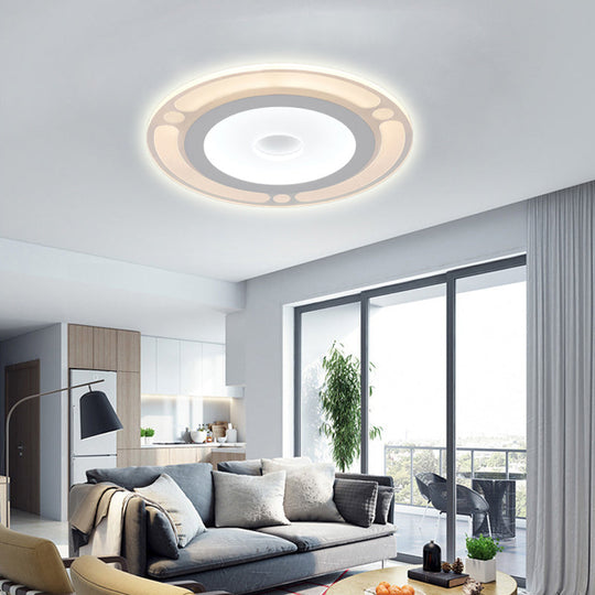 Contemporary LED Flushmount Bedroom Ceiling Light - Wide Ring, Acrylic, Warm/White Light (8"/16.5"/20.5")