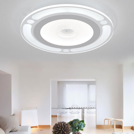 Contemporary LED Flushmount Bedroom Ceiling Light - Wide Ring, Acrylic, Warm/White Light (8"/16.5"/20.5")