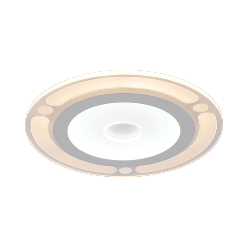 Contemporary LED Flushmount Bedroom Ceiling Light - Wide Ring, Acrylic, Warm/White Light (8"/16.5"/20.5")