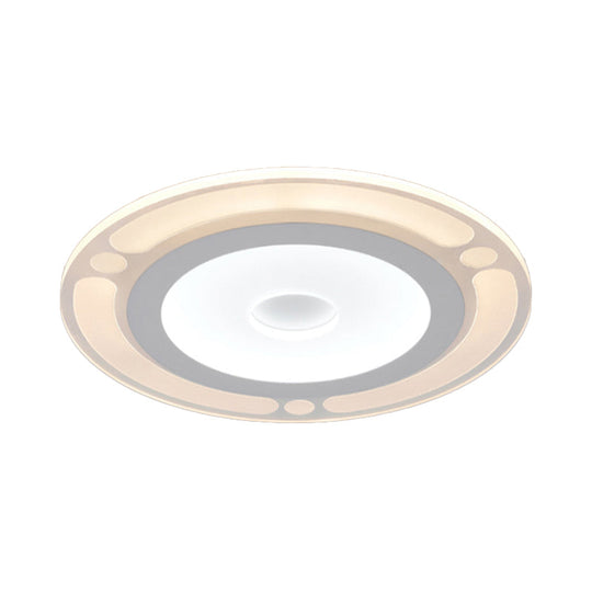 Contemporary Led Flushmount Bedroom Ceiling Light - Wide Ring Acrylic Warm/White (8/16.5/20.5)