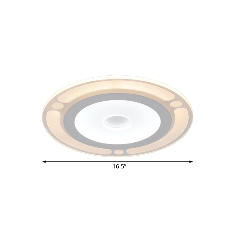 Contemporary LED Flushmount Bedroom Ceiling Light - Wide Ring, Acrylic, Warm/White Light (8"/16.5"/20.5")