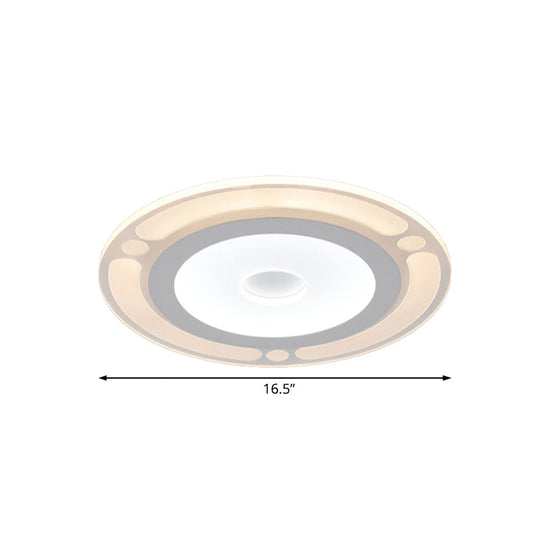 Contemporary LED Flushmount Bedroom Ceiling Light - Wide Ring, Acrylic, Warm/White Light (8"/16.5"/20.5")