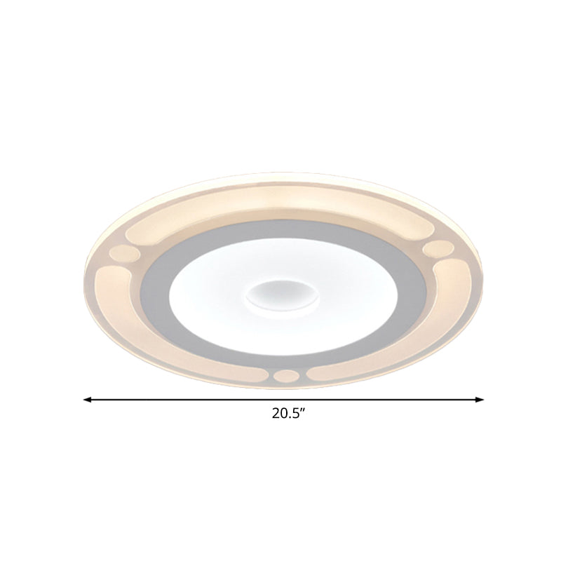 Contemporary LED Flushmount Bedroom Ceiling Light - Wide Ring, Acrylic, Warm/White Light (8"/16.5"/20.5")