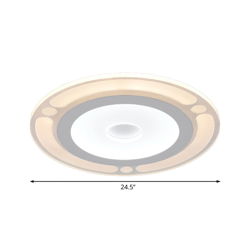Contemporary LED Flushmount Bedroom Ceiling Light - Wide Ring, Acrylic, Warm/White Light (8"/16.5"/20.5")