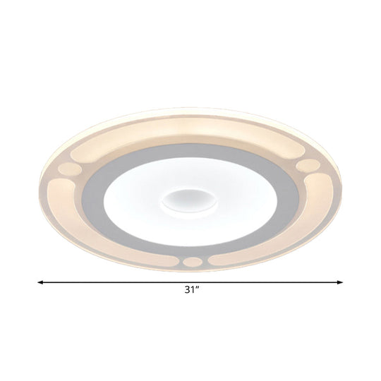 Contemporary LED Flushmount Bedroom Ceiling Light - Wide Ring, Acrylic, Warm/White Light (8"/16.5"/20.5")