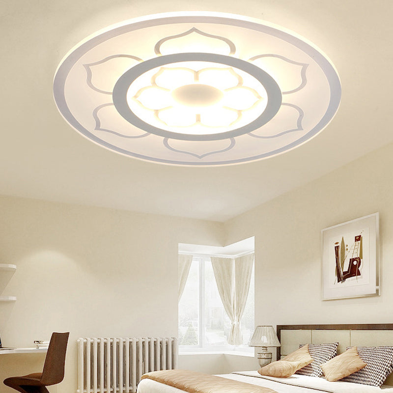 Modern Acrylic Lotus Flush Mount Lamp - LED Ceiling Light (8"/16.5"/20.5") in Warm or White Light
