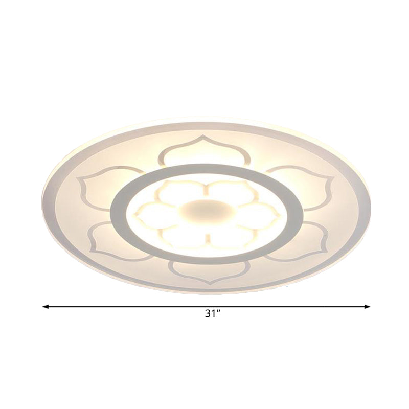 Modern Acrylic Lotus Flush Mount Lamp - Led Ceiling Light (8/16.5/20.5) In Warm Or White
