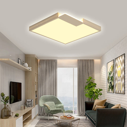 Minimalist LED Ceiling Lighting: Square Acrylic Flush Mount, White, 16"/19.5" Width, Warm/White Light