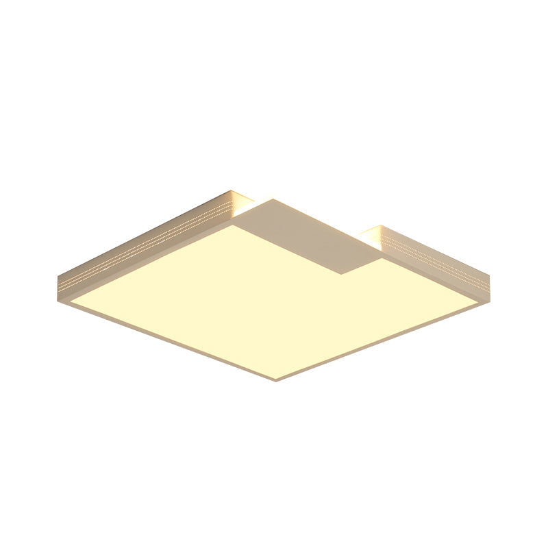 Minimalist LED Ceiling Lighting: Square Acrylic Flush Mount, White, 16"/19.5" Width, Warm/White Light