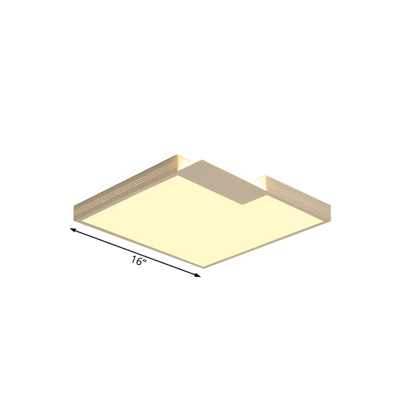 Minimalist LED Ceiling Lighting: Square Acrylic Flush Mount, White, 16"/19.5" Width, Warm/White Light