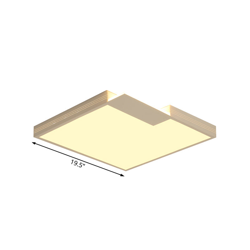 Minimalist LED Ceiling Lighting: Square Acrylic Flush Mount, White, 16"/19.5" Width, Warm/White Light