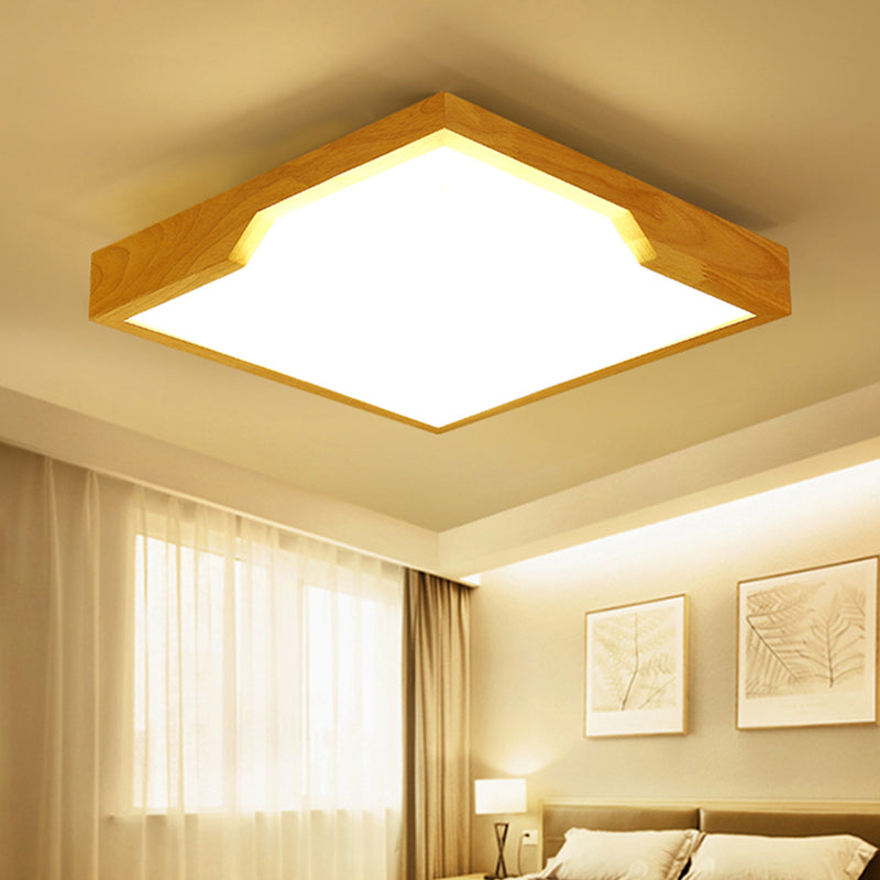Modern Wooden LED Ceiling Lamp - Single Light Flush Mount Fixture (3 Sizes: 16"/19.5"/23.5")
