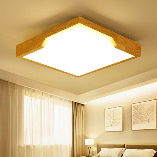Modern Wooden Led Ceiling Lamp - Single Light Flush Mount Fixture (3 Sizes: 16/19.5/23.5)