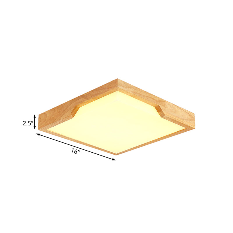 Modern Wooden LED Ceiling Lamp - Single Light Flush Mount Fixture (3 Sizes: 16"/19.5"/23.5")