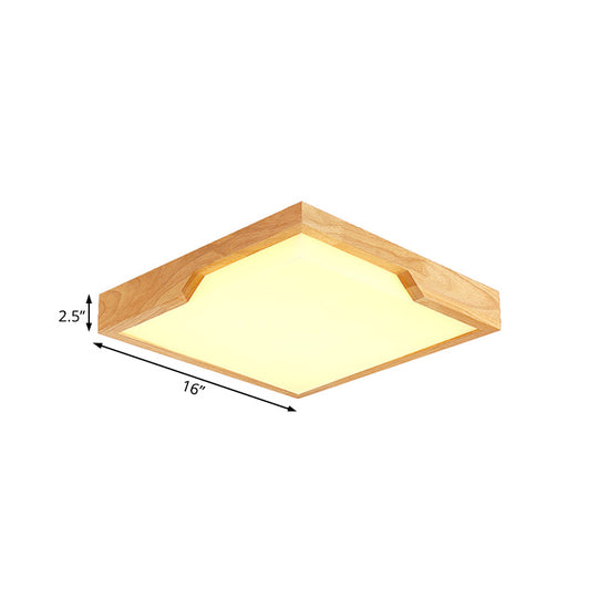 Modern Wooden LED Ceiling Lamp - Single Light Flush Mount Fixture (3 Sizes: 16"/19.5"/23.5")