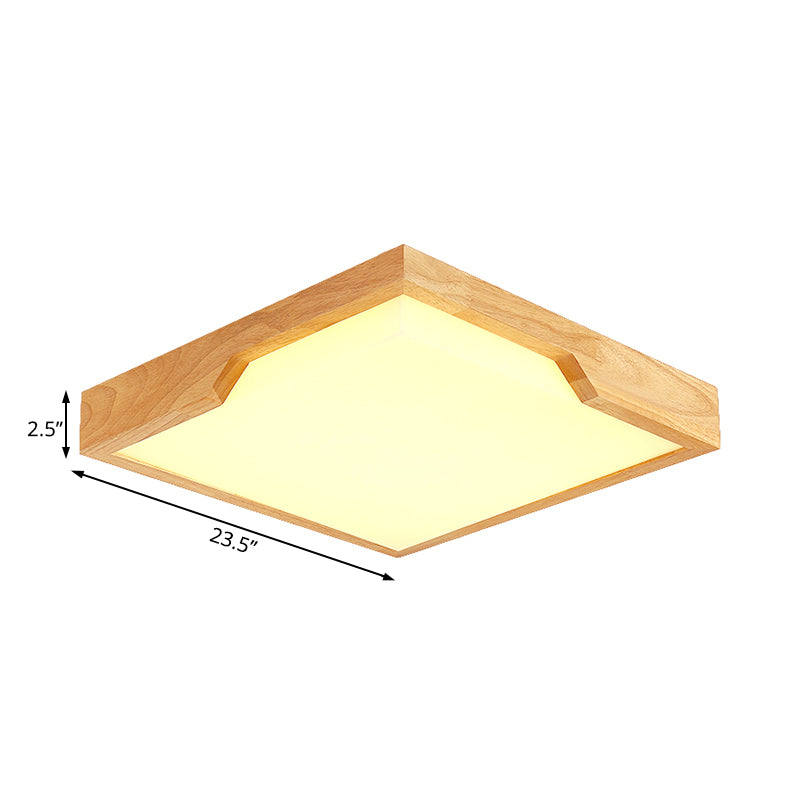 Modern Wooden LED Ceiling Lamp - Single Light Flush Mount Fixture (3 Sizes: 16"/19.5"/23.5")