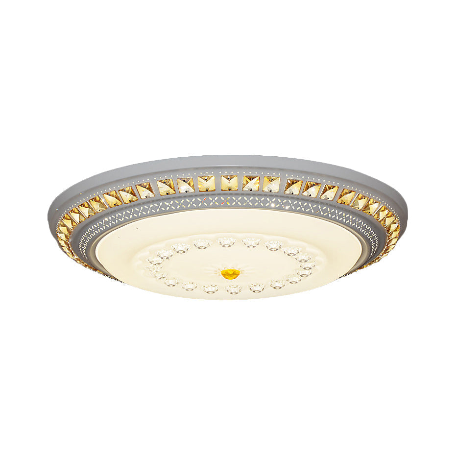 Contemporary LED Crystal Accent Ceiling Light Fixture - White, 19.5"/23.5"/31.5" Width